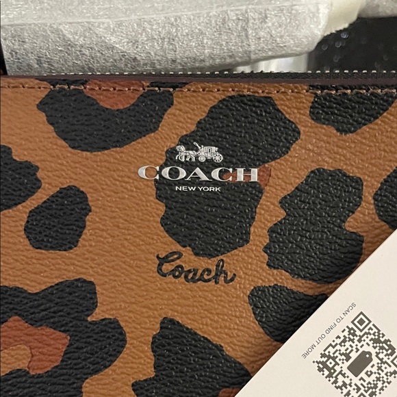 Coach Brown and Black Animal Print Wristlet - Picture 2 of 10